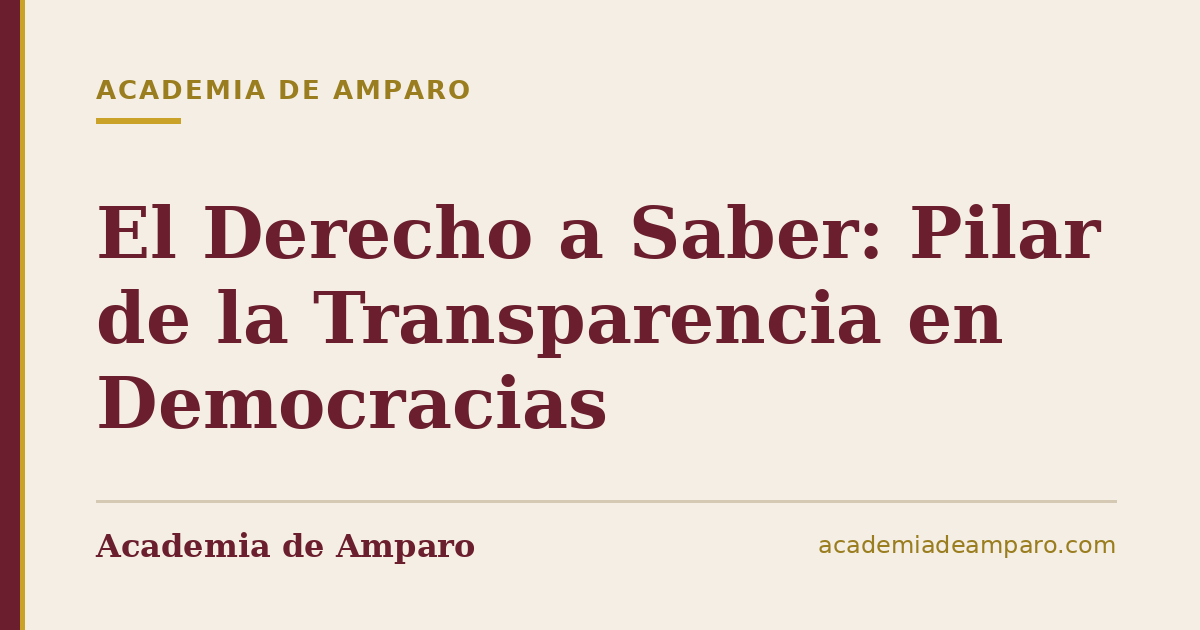 El Derecho a Saber: Pilar de la Transparencia en Democracias