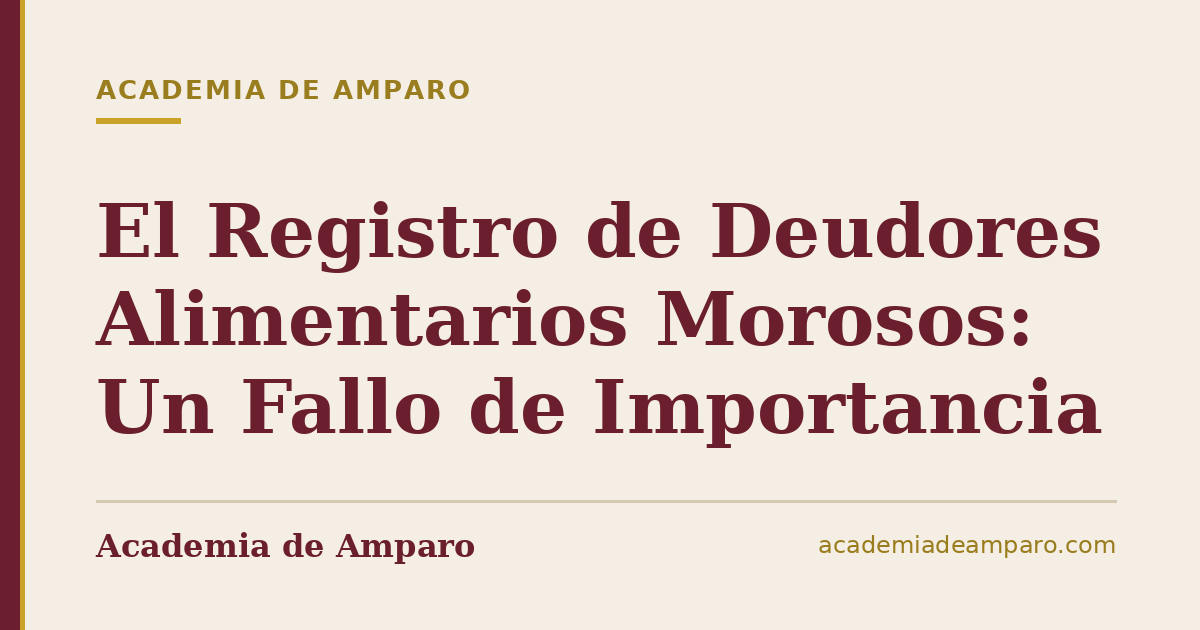 El Registro de Deudores Alimentarios Morosos: Un Fallo de Importancia