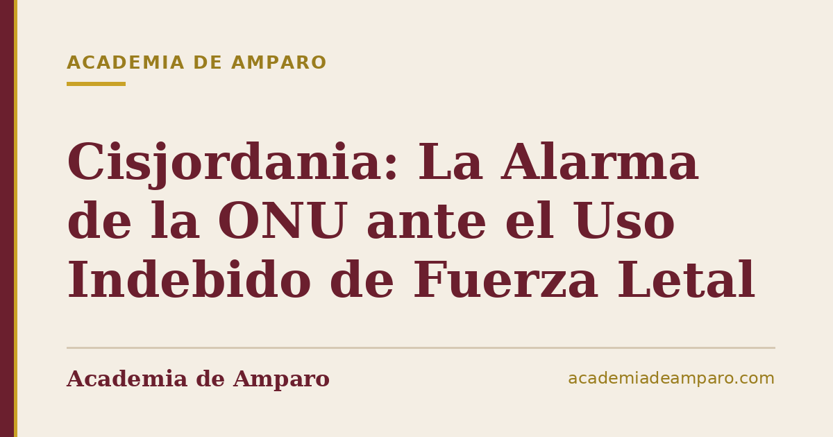 Cisjordania: La Alarma de la ONU ante el Uso Indebido de Fuerza Letal
