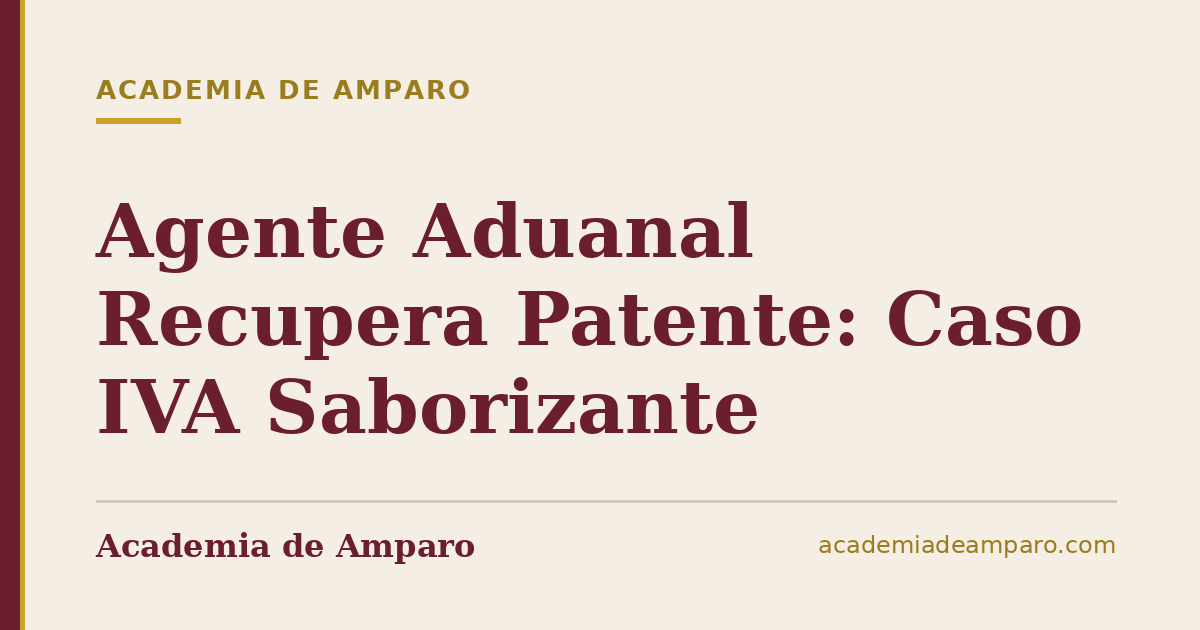 Agente Aduanal Recupera Patente: Caso IVA Saborizante
