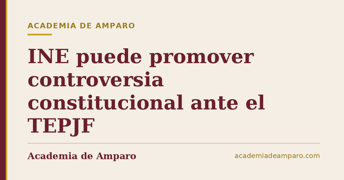 INE puede promover controversia constitucional ante el TEPJF