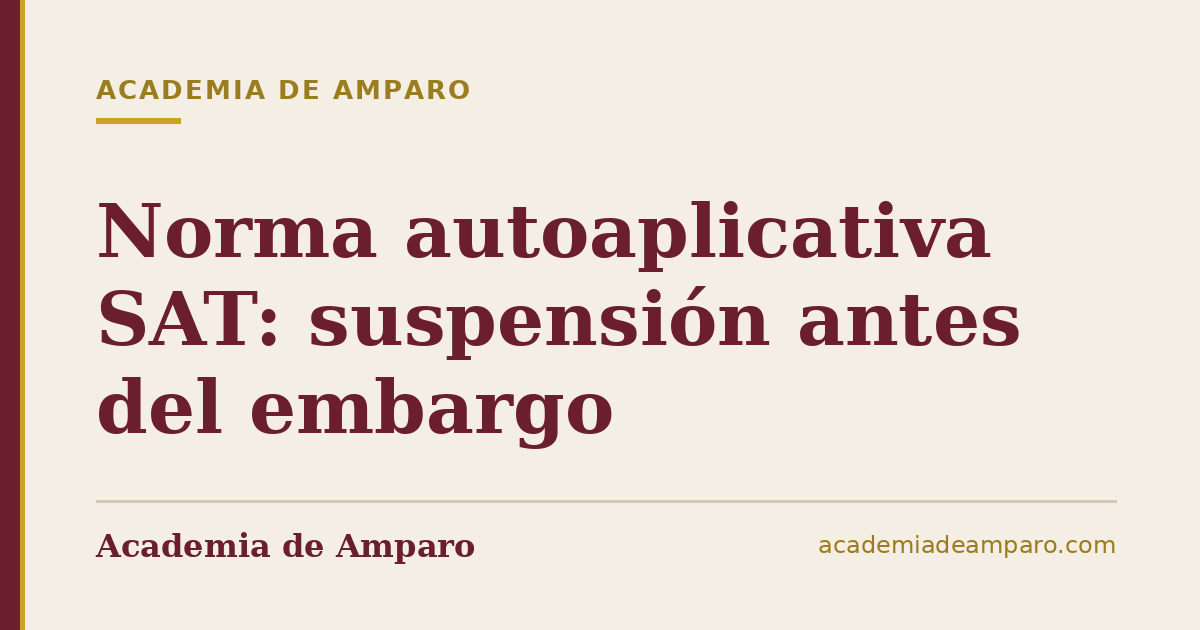Norma autoaplicativa SAT: suspensión antes del embargo
