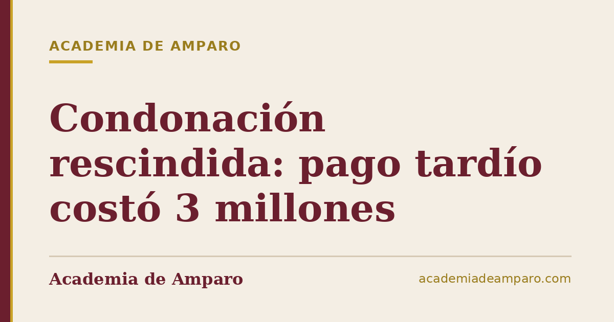 Condonación rescindida: pago tardío costó 3 millones