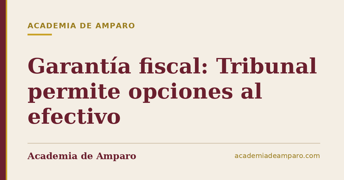 Garantía fiscal: Tribunal permite opciones al efectivo
