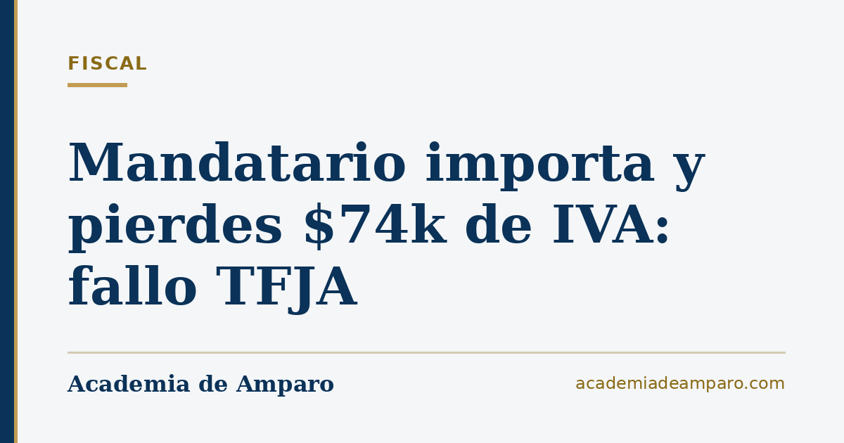 Mandatario importa y pierdes $74k de IVA: fallo TFJA