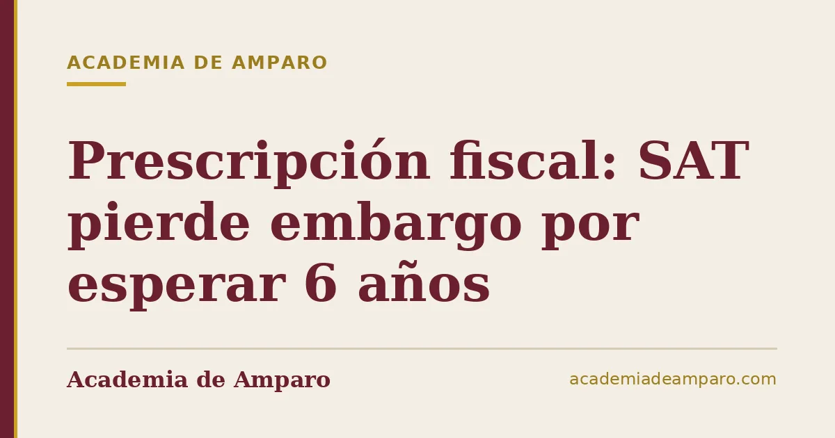 Prescripción fiscal: SAT pierde embargo por esperar 6 años