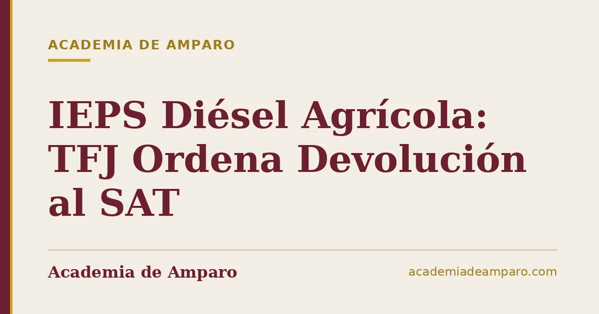 IEPS Diésel Agrícola: TFJ Ordena Devolución al SAT