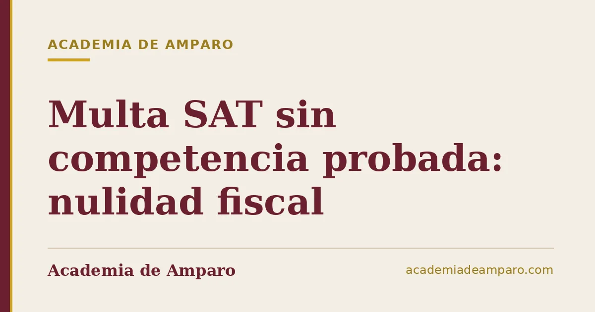 Multa SAT sin competencia probada: nulidad fiscal