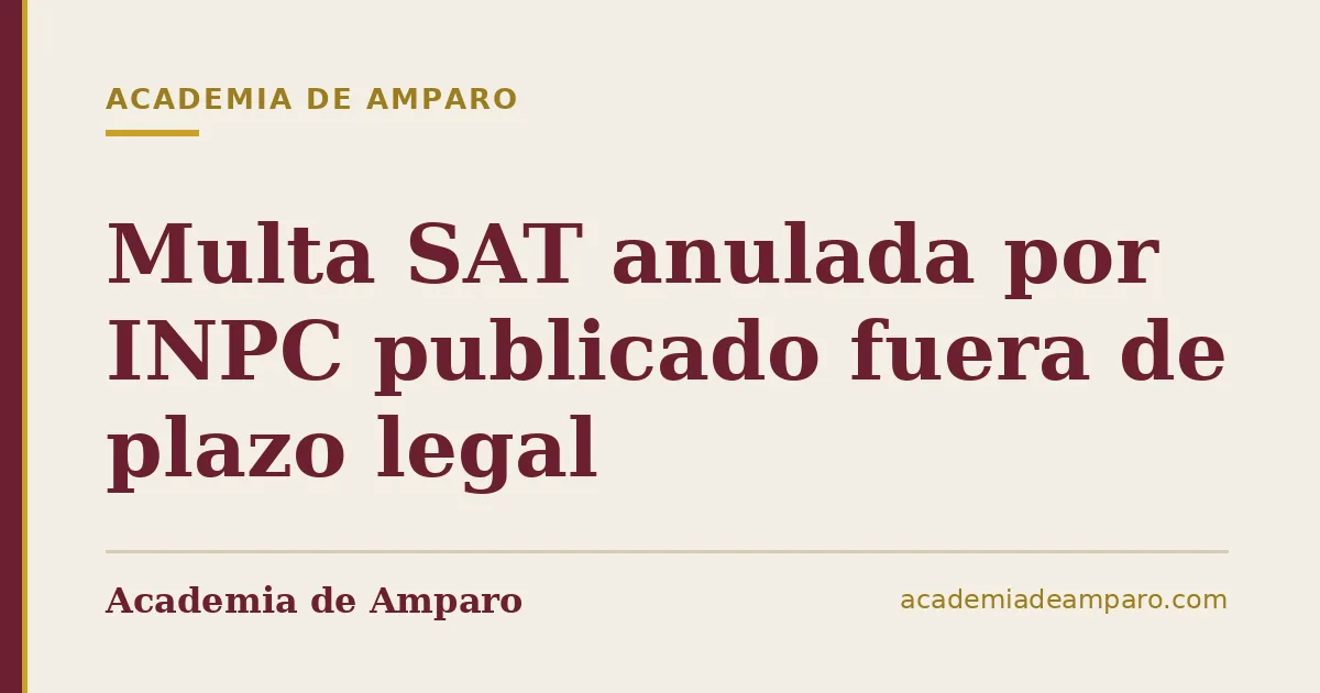 Multa SAT anulada por INPC publicado fuera de plazo legal