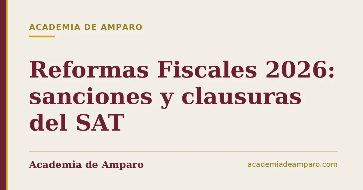 Reformas Fiscales 2026: sanciones y clausuras del SAT