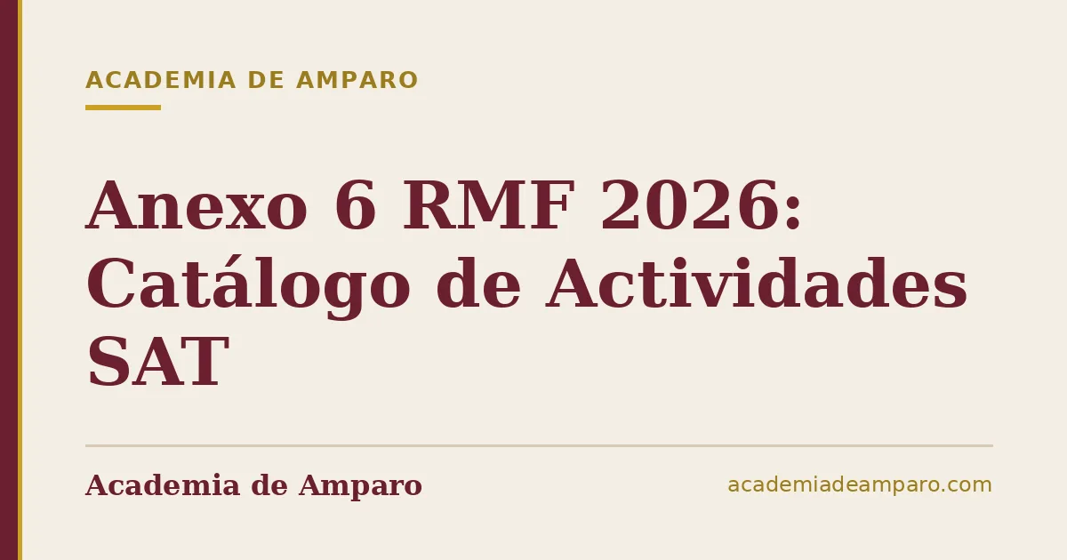Anexo 6 RMF 2026: Catálogo de Actividades SAT