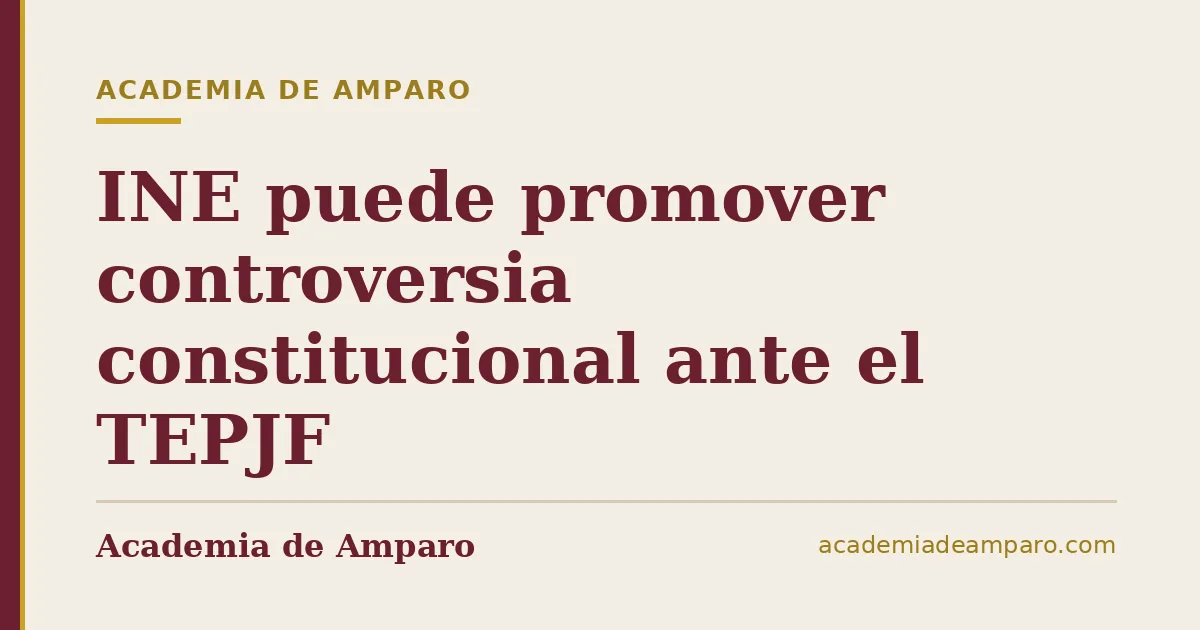 INE puede promover controversia constitucional ante el TEPJF