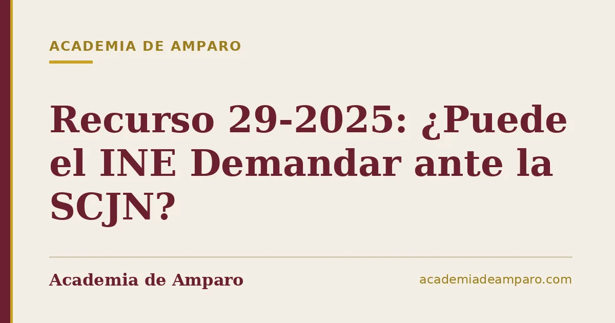 Recurso 29-2025: ¿Puede el INE Demandar ante la SCJN?