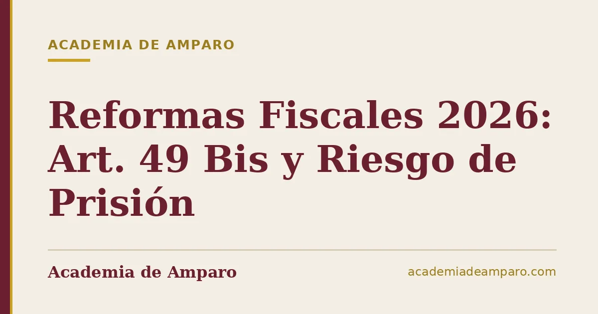 Reformas Fiscales 2026: Art. 49 Bis y Riesgo de Prisión