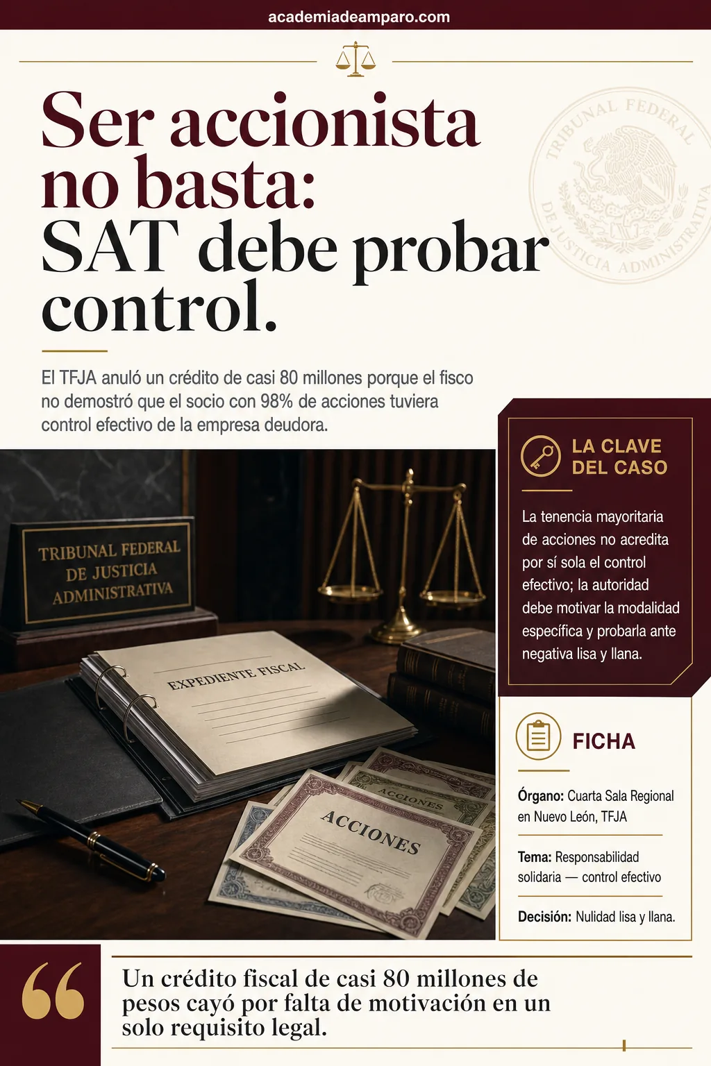 Control efectivo del socio: TFJA anula crédito fiscal