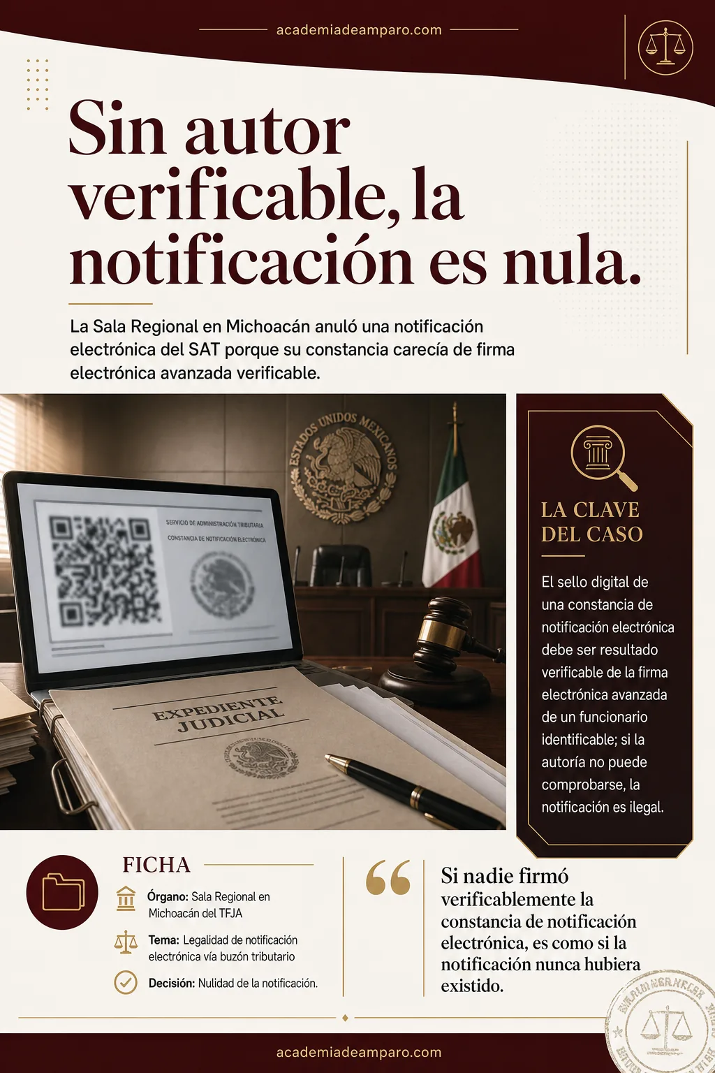 Notificación electrónica sin firma verificable es nula: TFJA