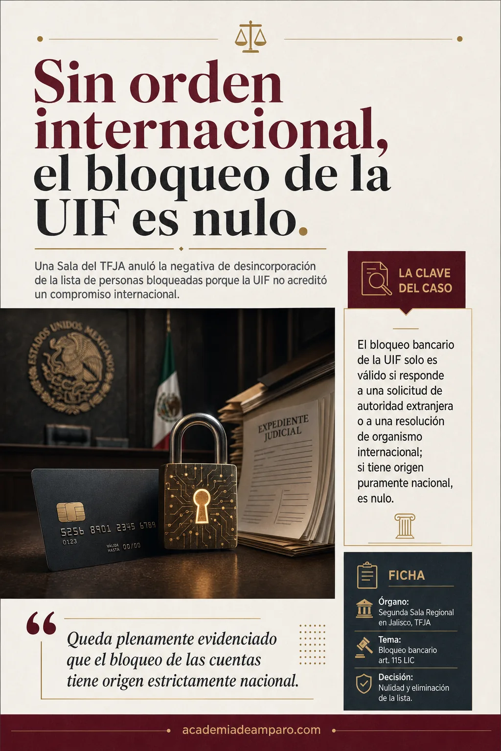 Bloqueo UIF sin orden internacional es nulo: TFJA 2025