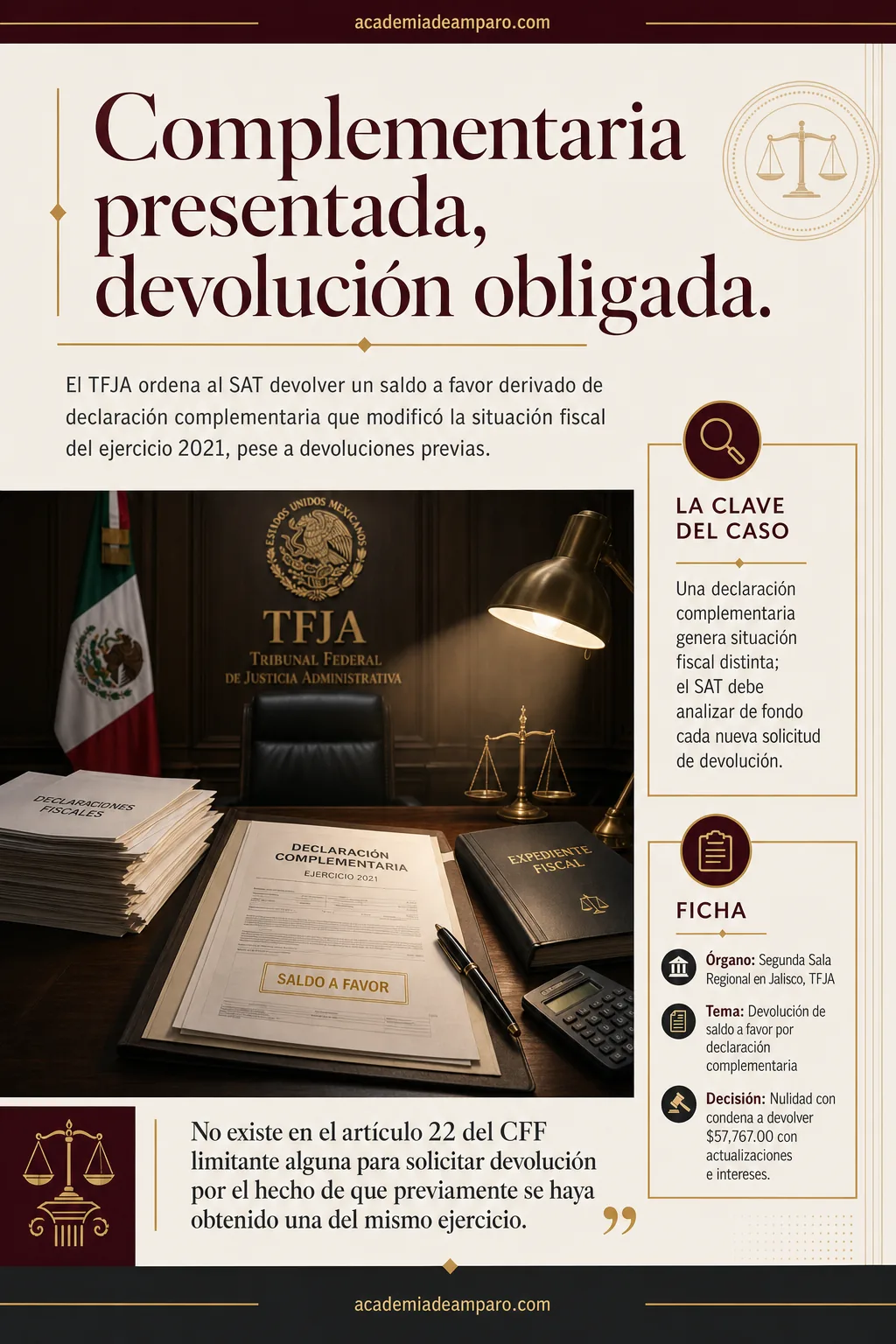Devolución saldo a favor por declaración complementaria TFJA