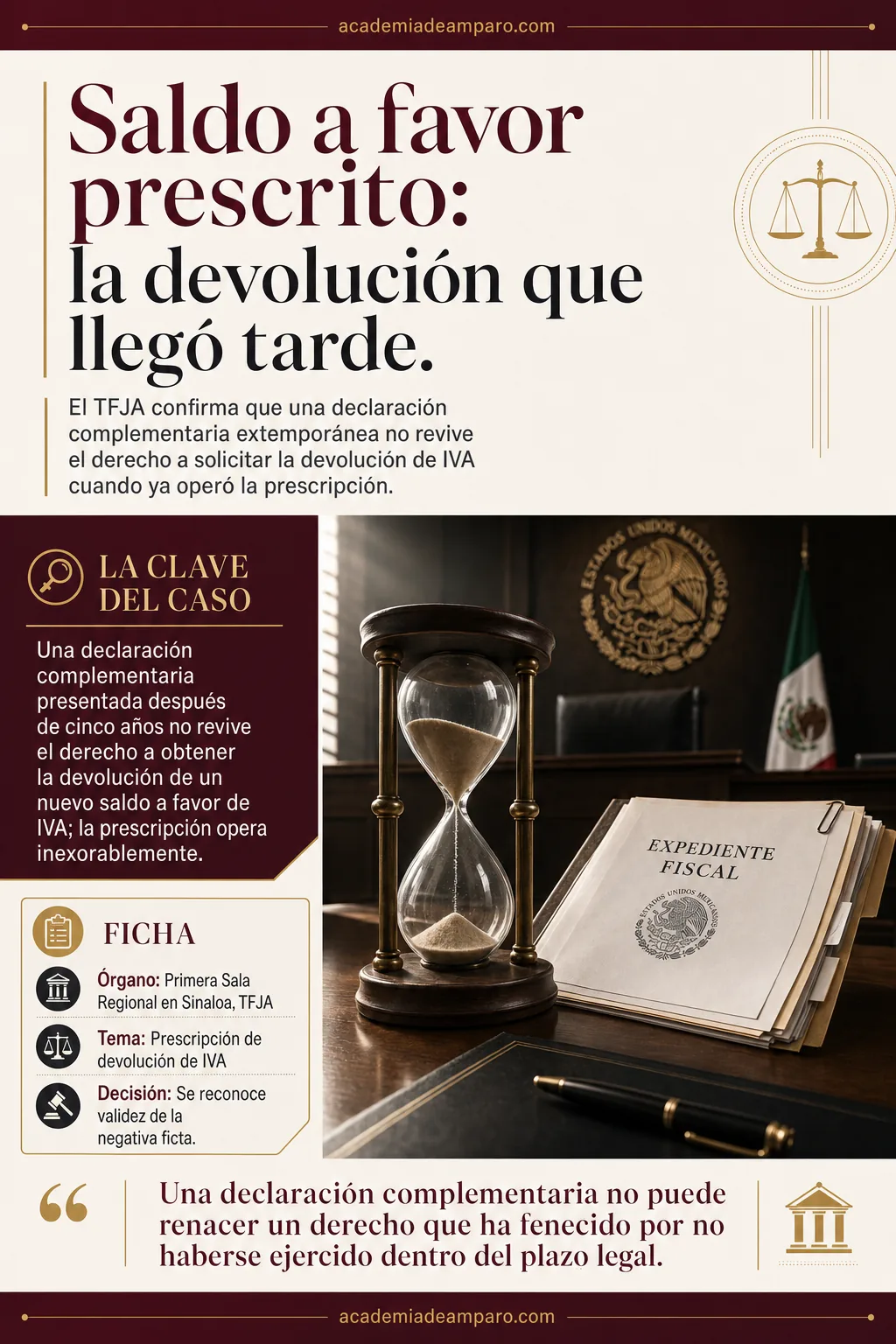 Prescripción devolución IVA: TFJA niega saldo a favor