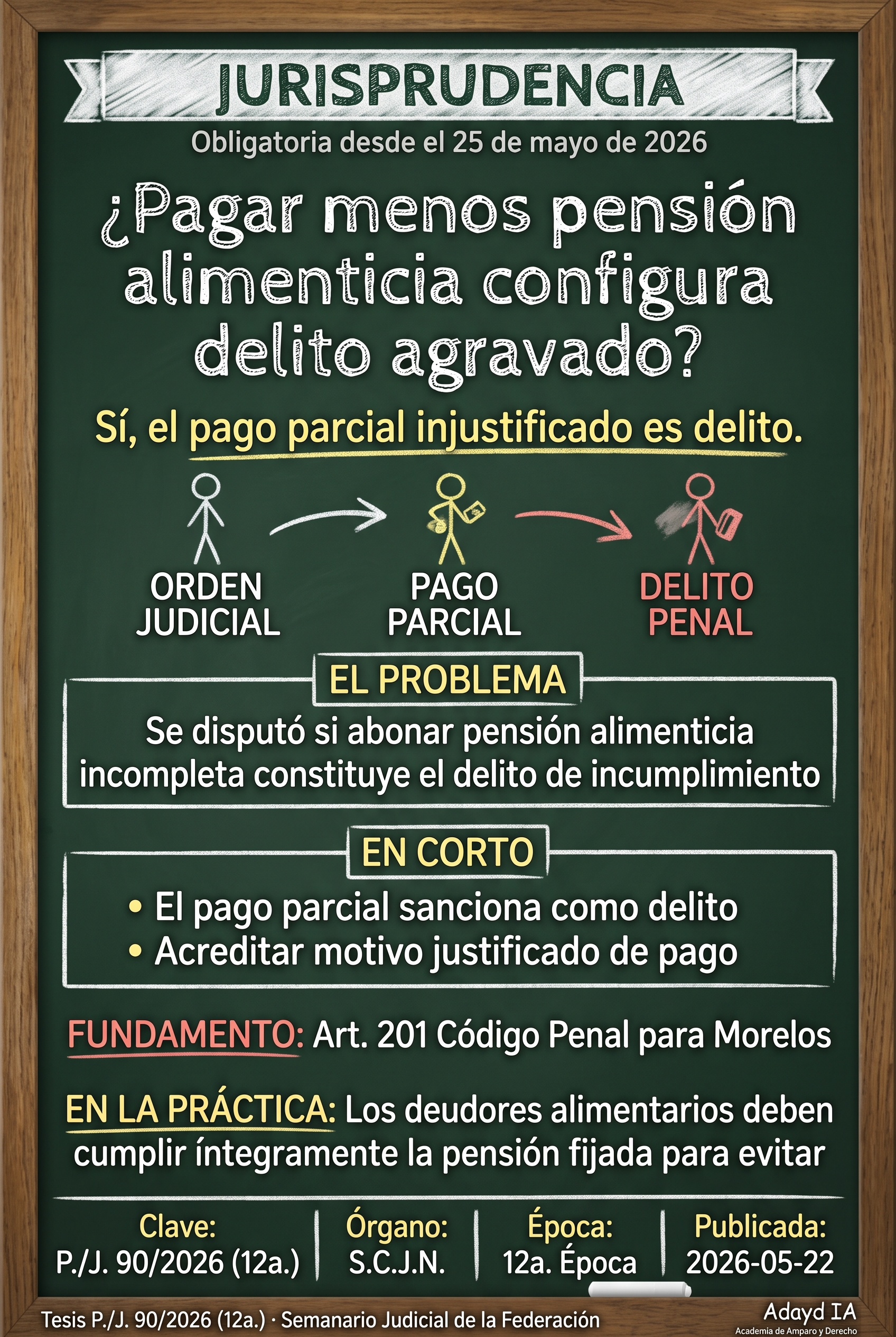 Pagar pensión alimenticia incompleta es delito agravado