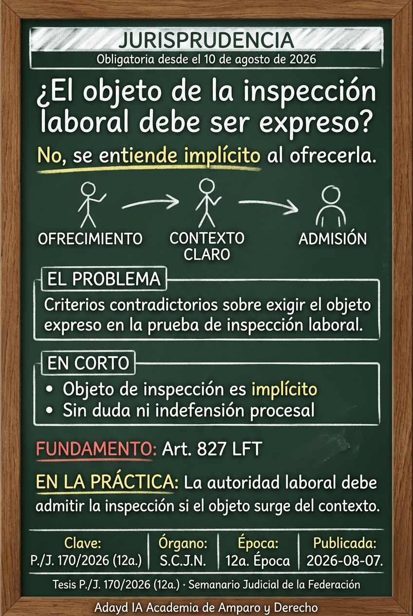 Prueba de inspección laboral: objeto puede ser implícito