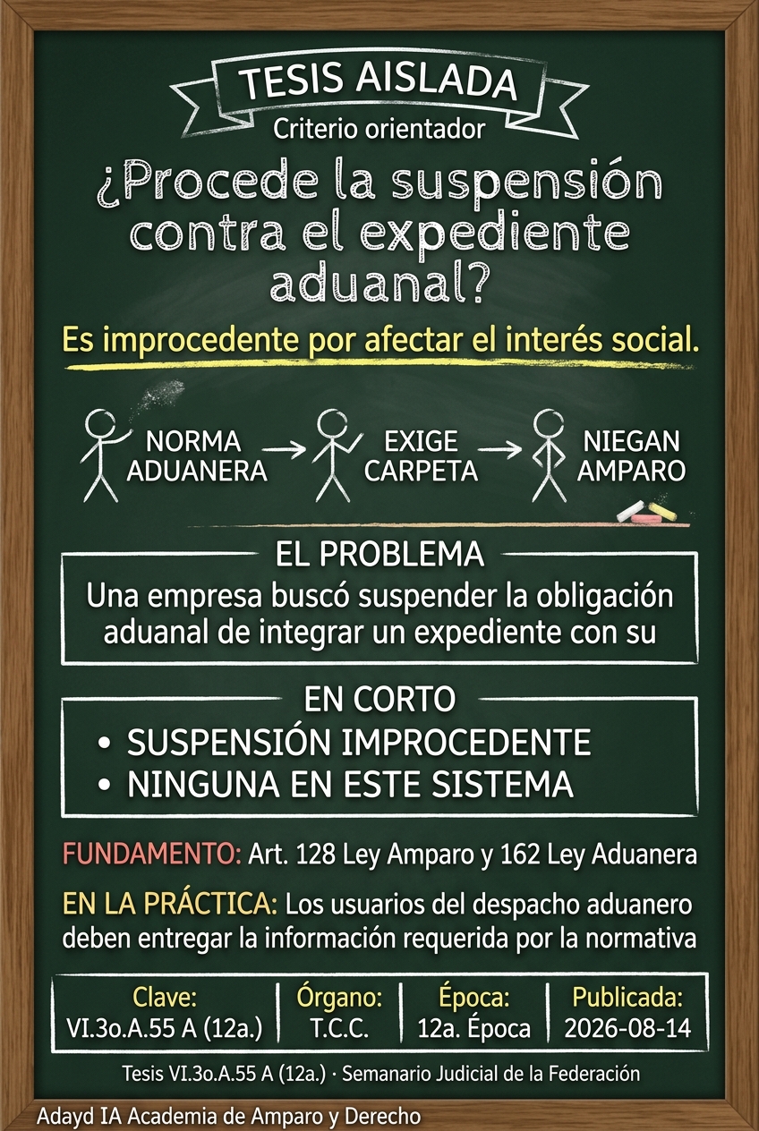 Improcedencia de suspensión en expediente aduanal