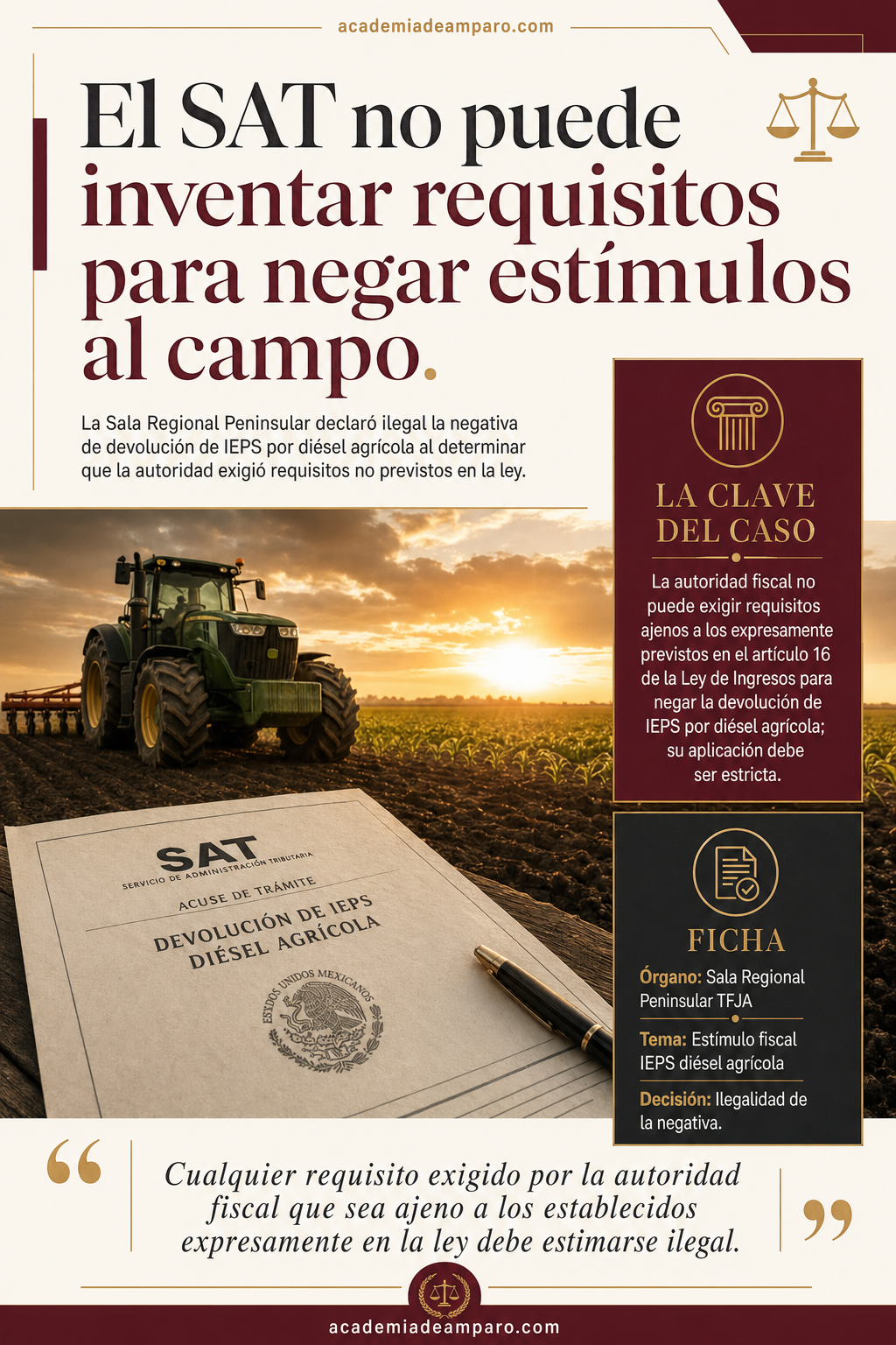 Devolución IEPS diésel agrícola: TFJA frena al SAT