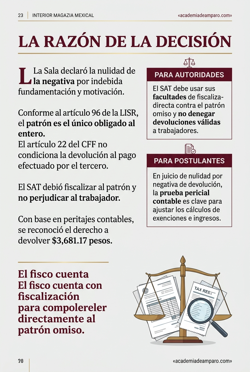 El problema jurídico - Devolución de ISR: el trabajador no paga por el patrón