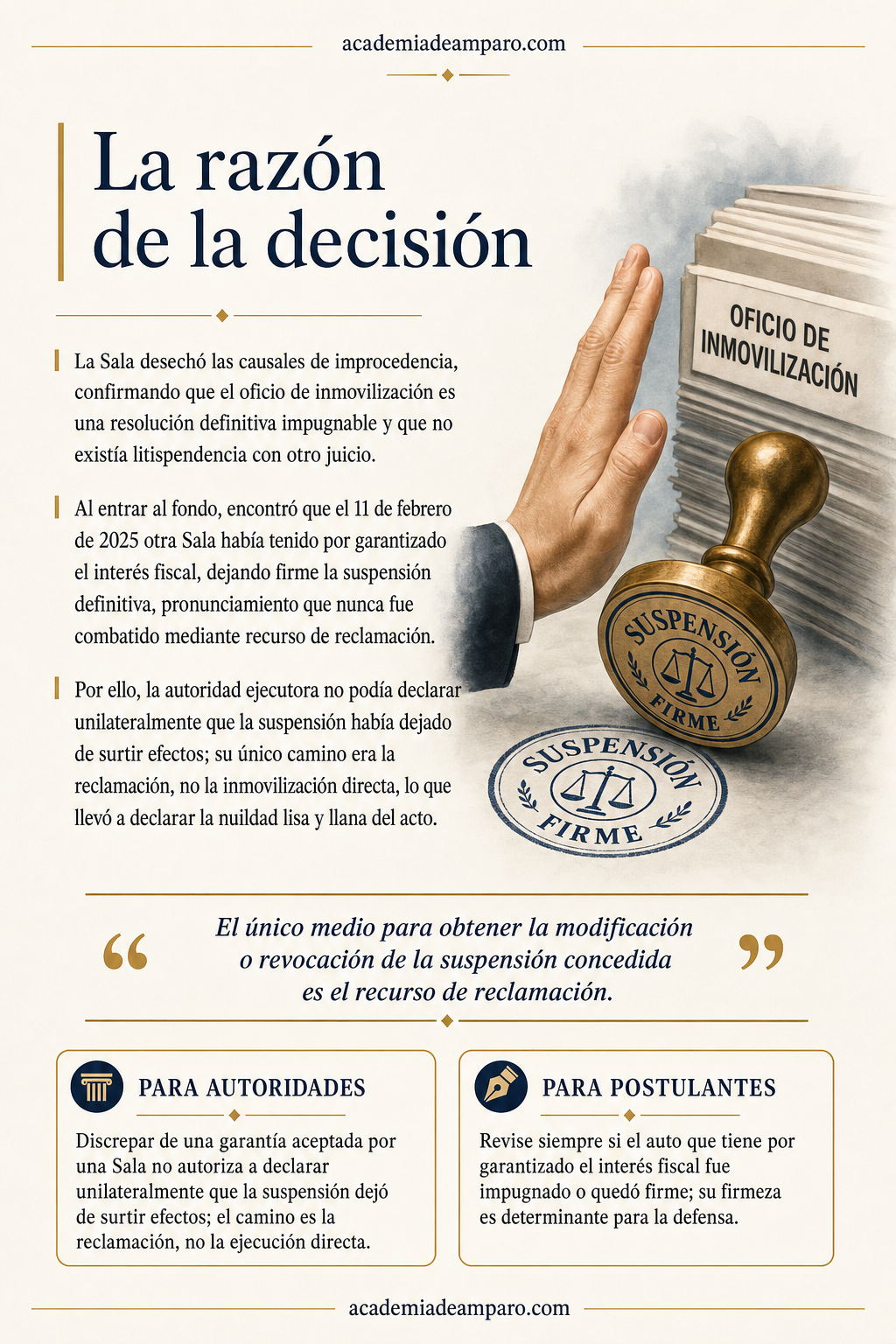El problema jurídico - El Fisco no puede desconocer una suspensión ya firme