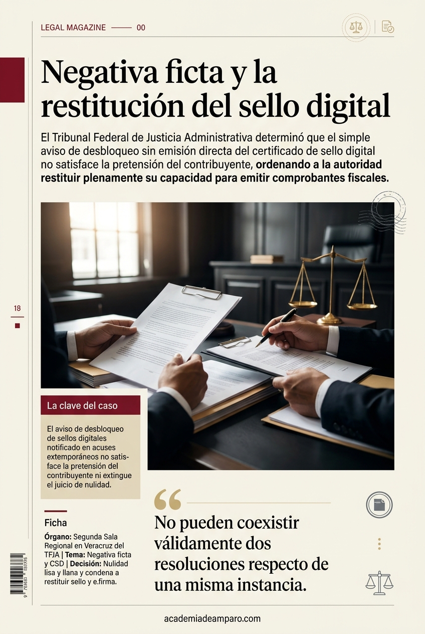TFJA ordena la restitución de sello digital tras silencio del SAT