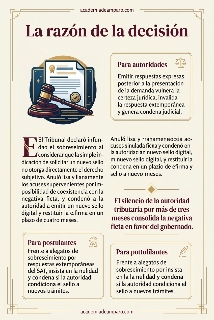 El problema jurídico - Negativa ficta y la restitución del sello digital