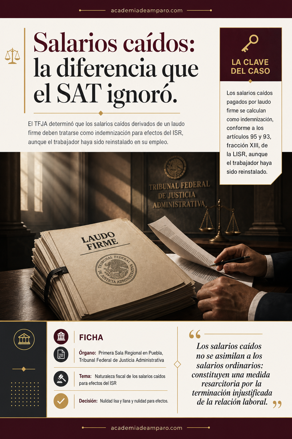 TFJA determina que salarios caídos no son sueldo para el ISR