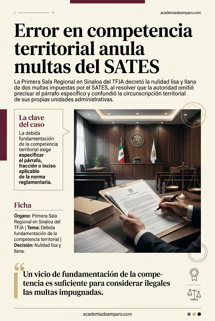 TFJA anula multas del SATES por vicios en competencia territorial