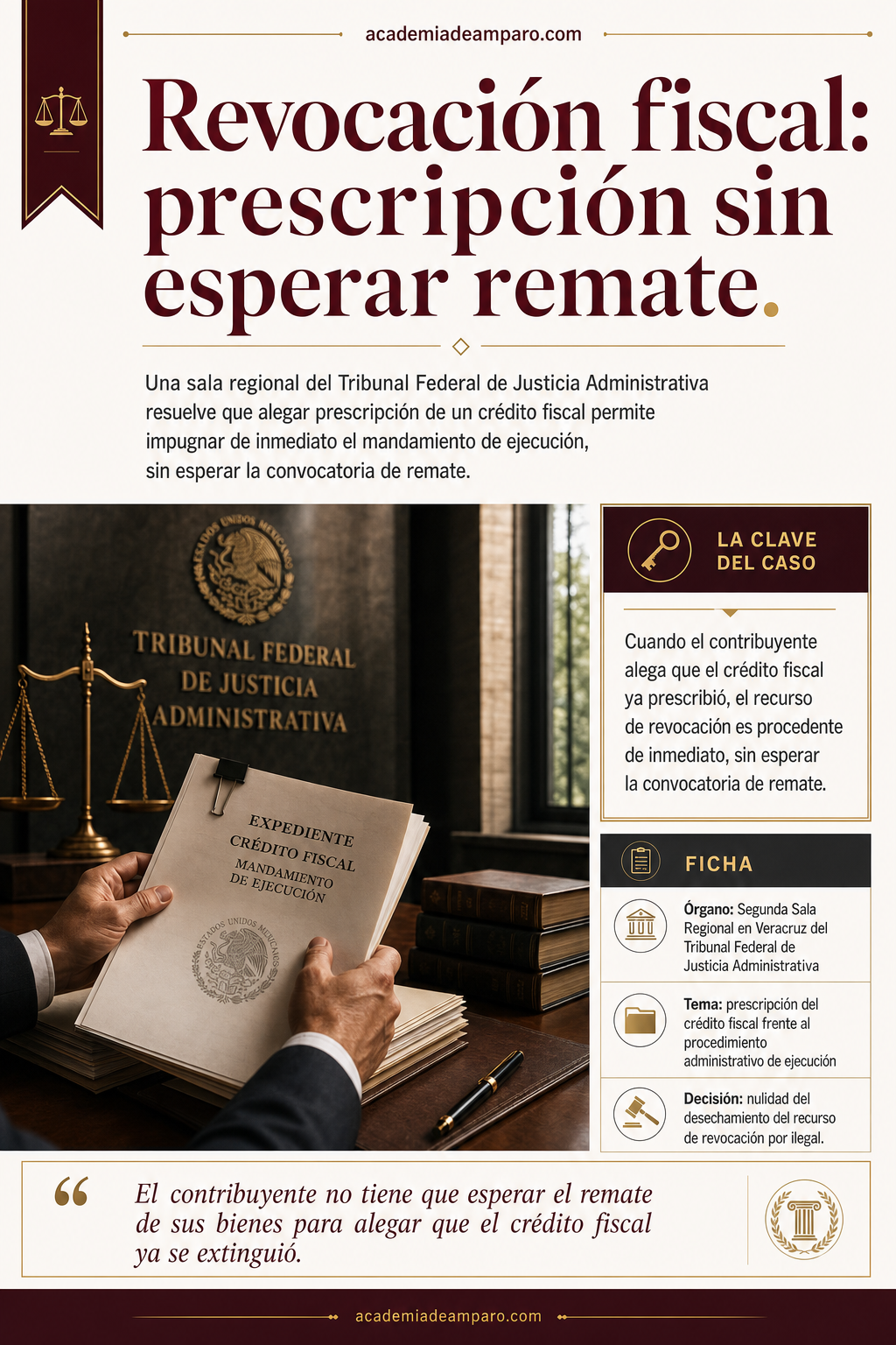 TFJA: Prescripción de crédito fiscal se puede alegar sin esperar remate