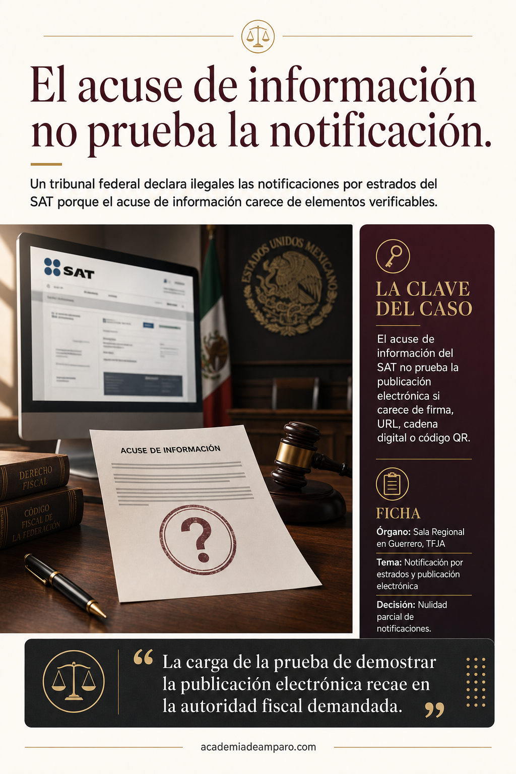 Acuse de información no prueba notificación por estrados