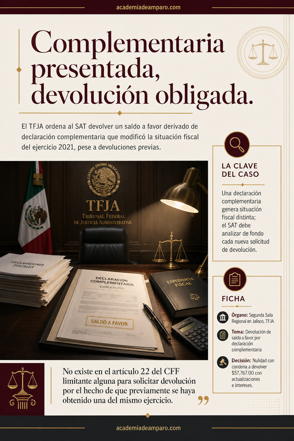 Devolución saldo a favor por declaración complementaria TFJA